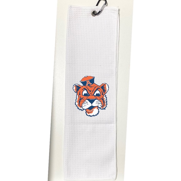 Auburn Tigers Golf Towel, 12 x 20, with carabiner, White - Picture 2 of 3